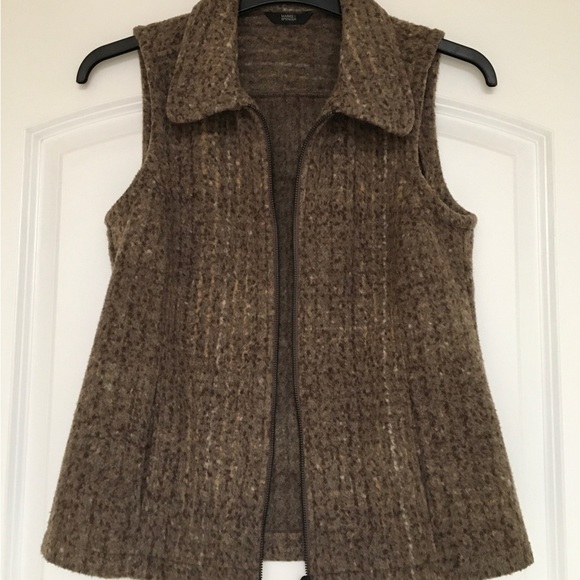 Brown vest, tweed fleece, zip front - Picture 1 of 3